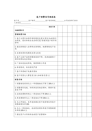 客户预警信号跟踪表