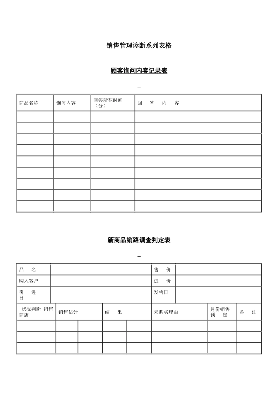销售管理诊断系列表格_第1页