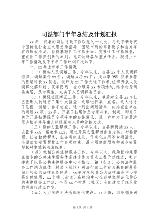 司法部门半年总结及计划汇报