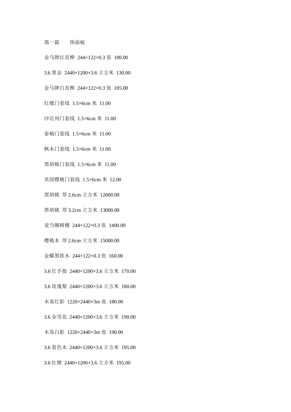 装修材料价格大全_第1页