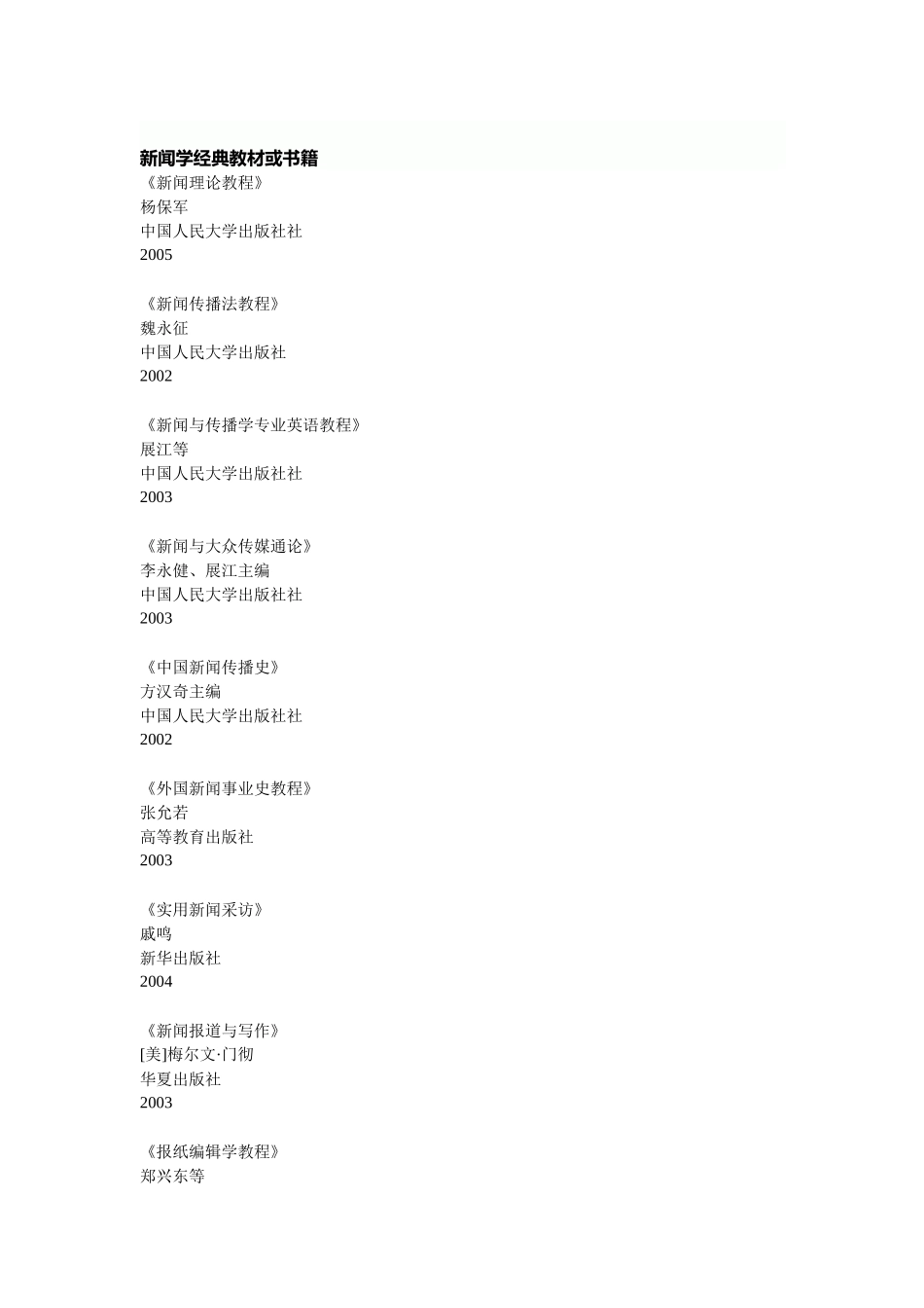 新闻学经典教材或书籍_第1页