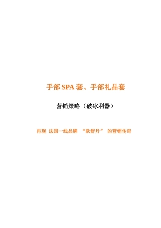 手部SPA套,营销策略