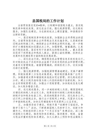 县国税局的工作计划