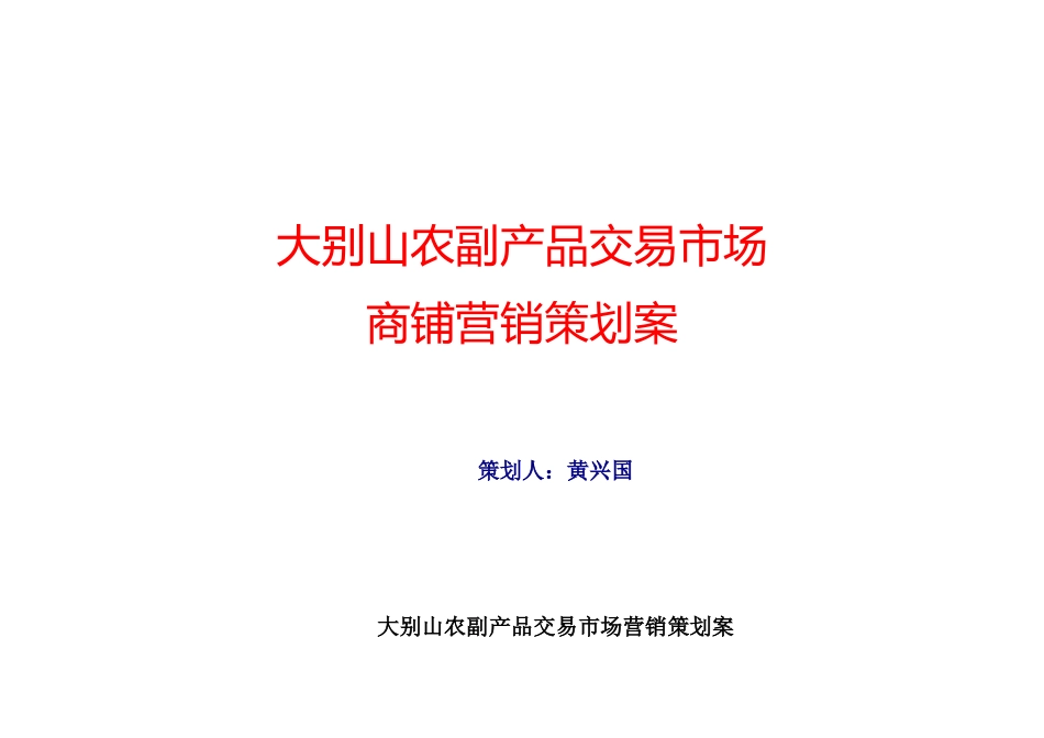 农副产品交易市场商铺营销策划案_第1页