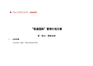 凯旋国际营销计划方案研讨