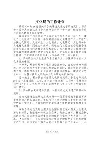 文化局的工作计划