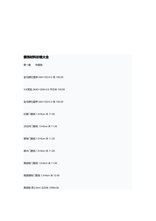 试议装饰材料价格