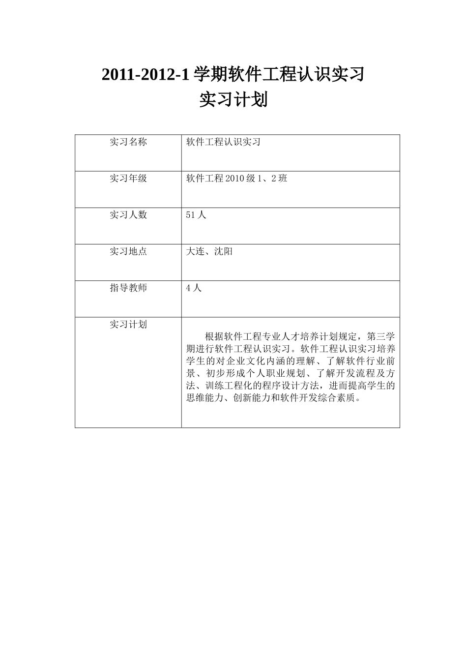 软件工程认识实习计划XXXX-XXXX-1_第1页