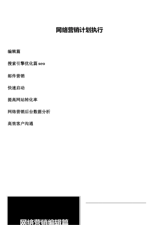 网络营销执行计划书范本