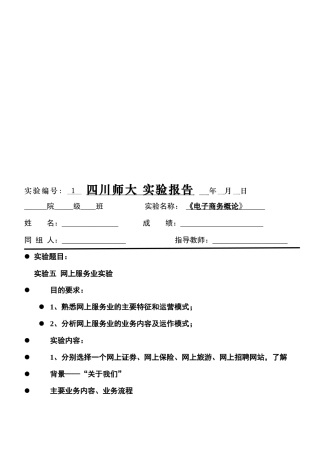 网上服务业实验