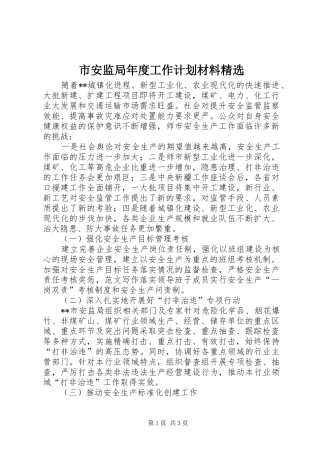市安监局年度工作计划材料精选