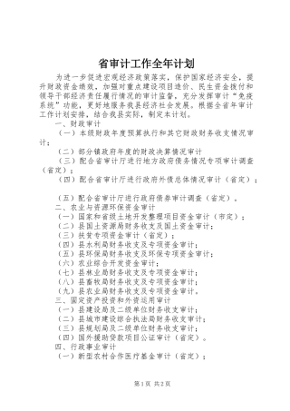 省审计工作全年计划