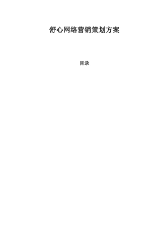 试谈舒心网络营销策划方案