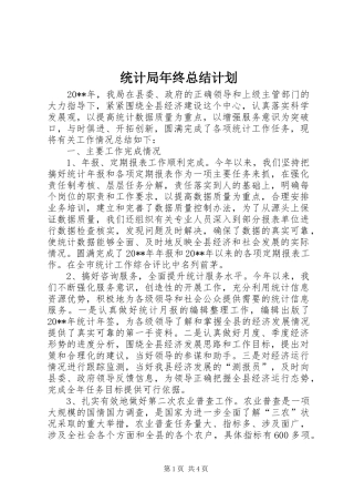 统计局年终总结计划