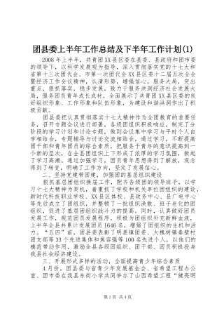 团县委上半年工作总结及下半年工作计划(1)