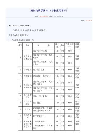 浙江传媒学院XXXX年招生简章