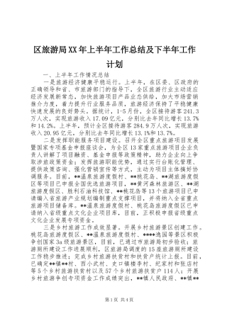 区旅游局XX年上半年工作总结及下半年工作计划