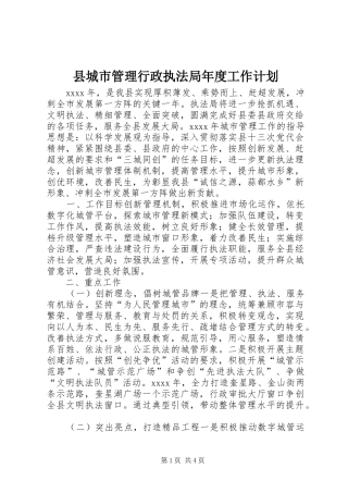 县城市管理行政执法局年度工作计划