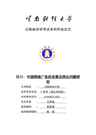 王思鑫中国网络广告的发展现状及问题研(终稿)