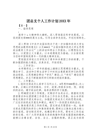 团总支个人工作计划20XX年