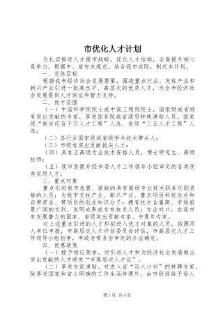 市优化人才计划