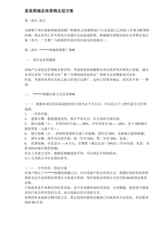 某某商城总体营销企划方案
