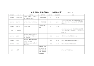 重庆市医疗服务价格表（二级医院标准）-重庆市物价局欢迎您