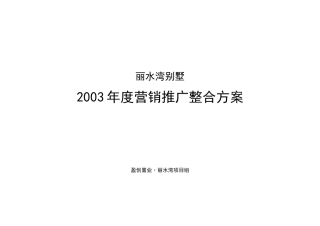 丽水湾营销推广整合方案