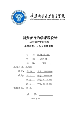 华为智能手机的消费分析与营销策略