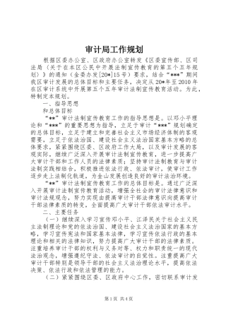 审计局工作规划