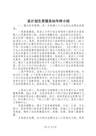 县计划生育服务站年终小结