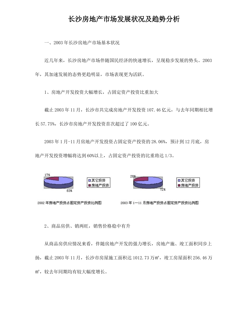 长沙房地产市场发展状况及趋势分析13(1)_第1页