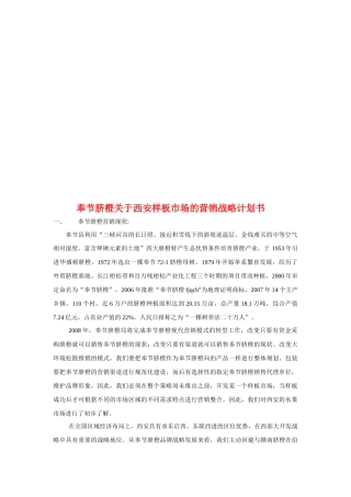 有关西安样板市场的营销战略计划书