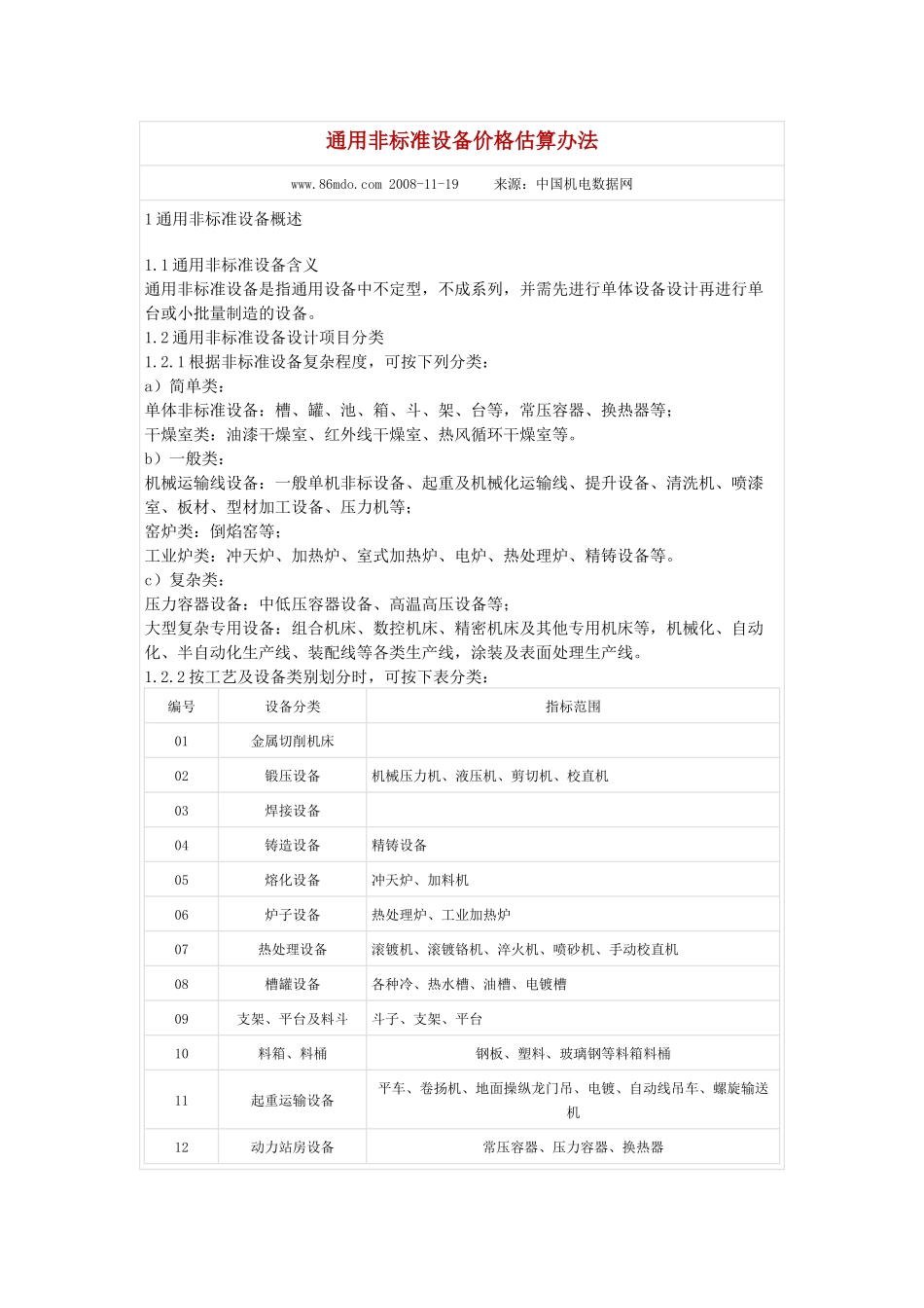 通用非标准设备价格估算办法_第1页