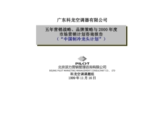 家电策划派力-广东科龙空调器有限公司五年营销战略、品牌策略与