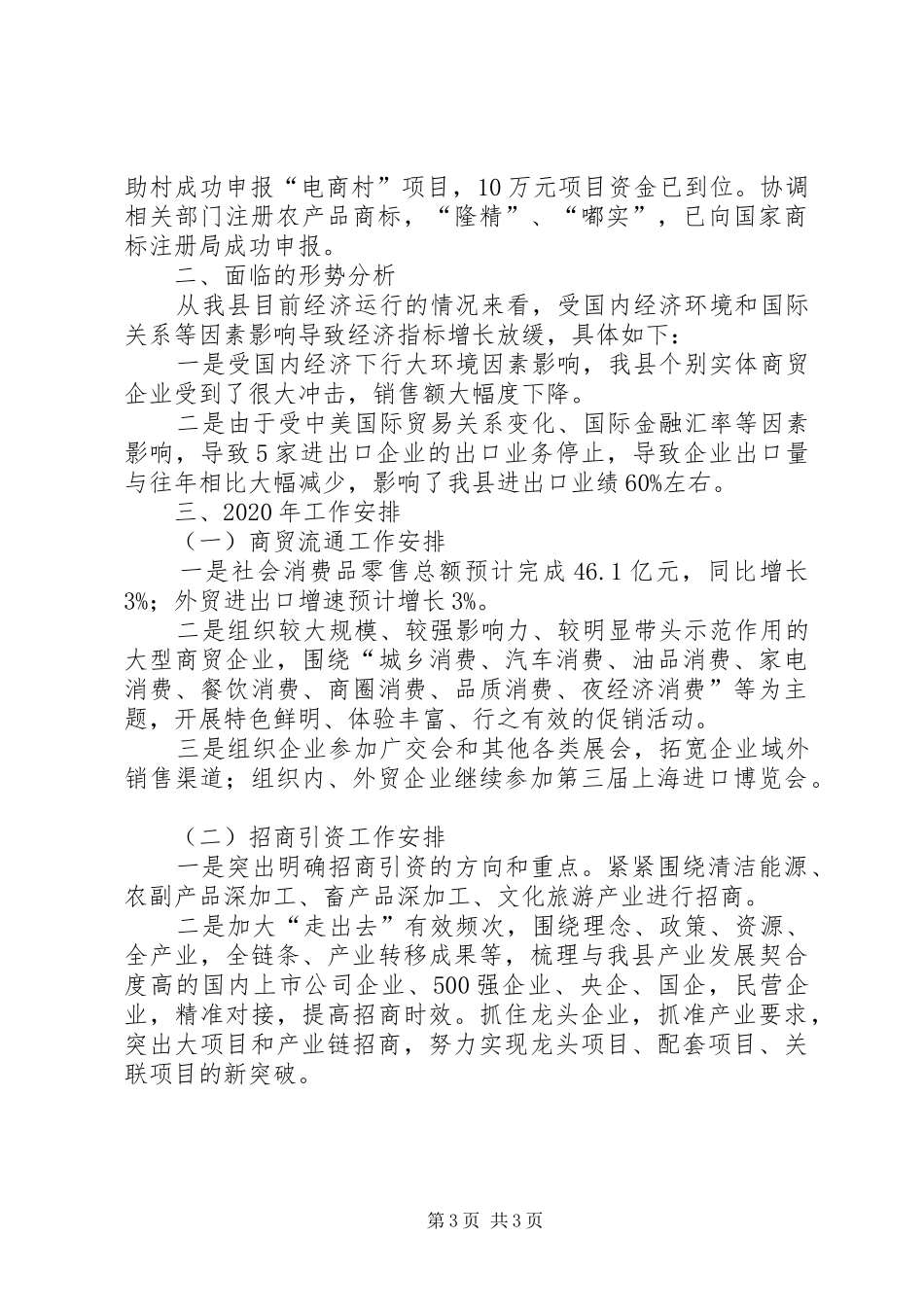 商务局XX年工作总结和XX年安排_第3页