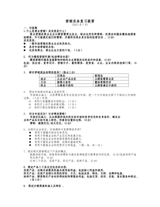 营销实务复习提要(XXXX年7月)