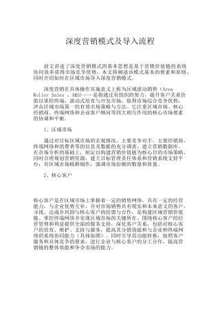 深度营销模式及导入流程讲义