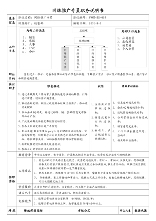网络推广员职责说明