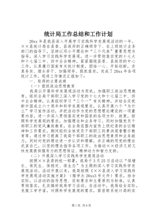 统计局工作总结和工作计划