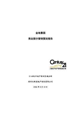 深圳某地产商业部分营销策划报告