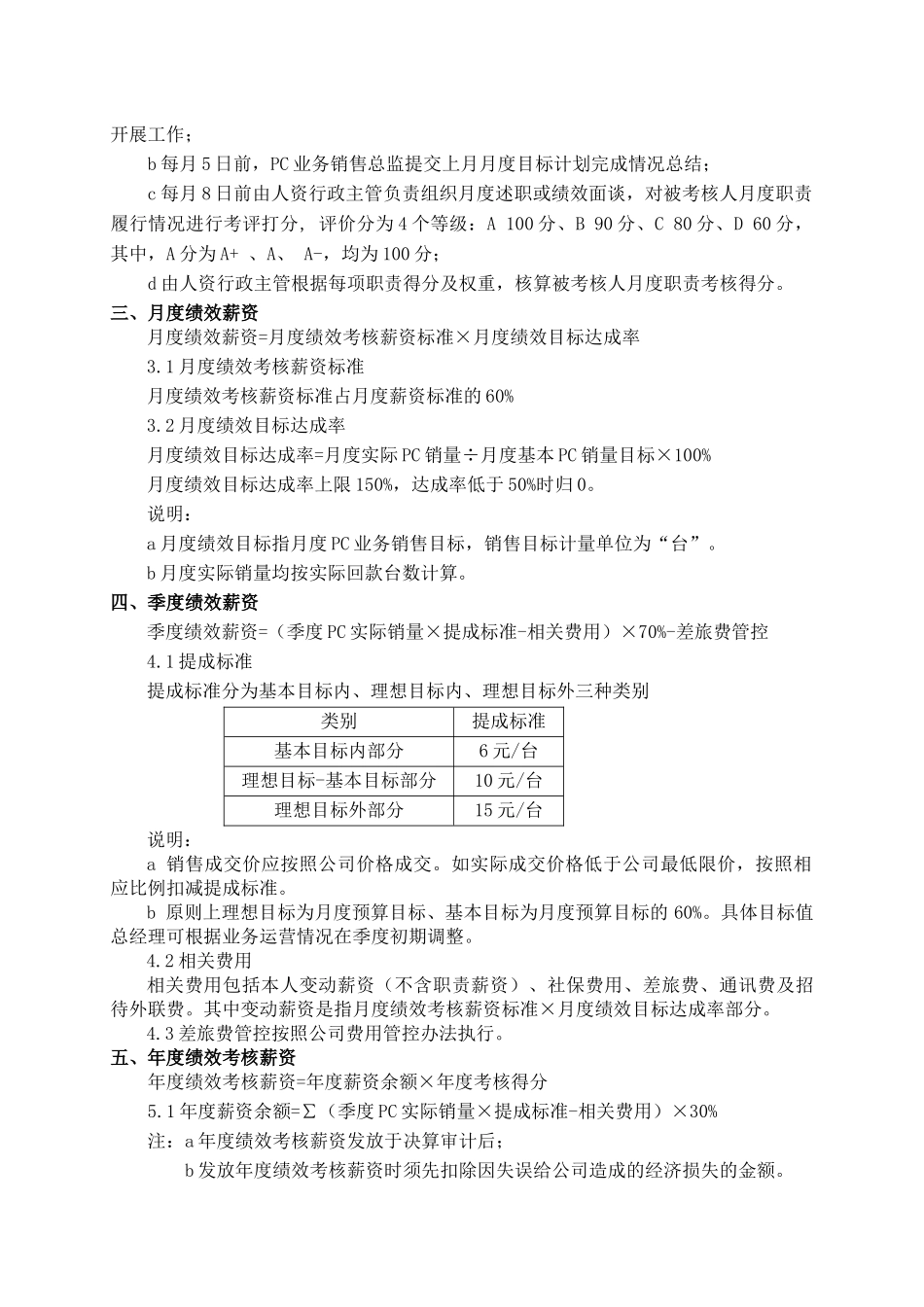 网苑公司PC业务销售总监岗位薪酬及考核方案116-111111_第2页