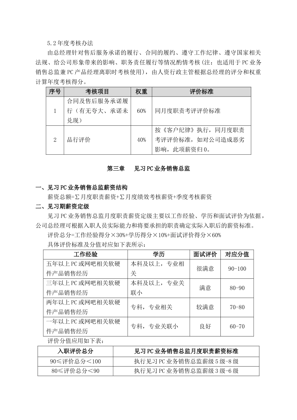网苑公司PC业务销售总监岗位薪酬及考核方案116-111111_第3页