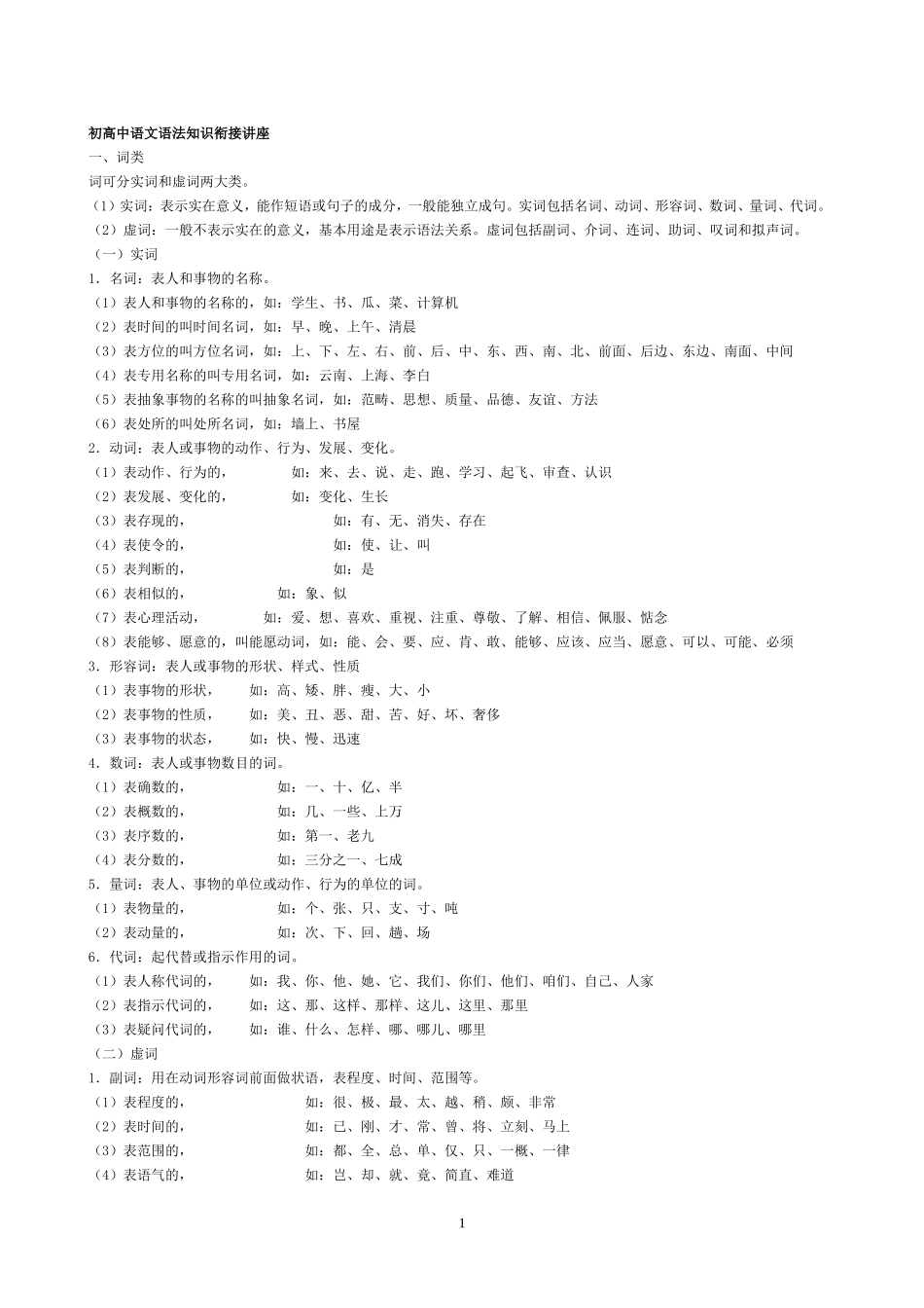 初高中语文语法知识衔接讲座_第1页