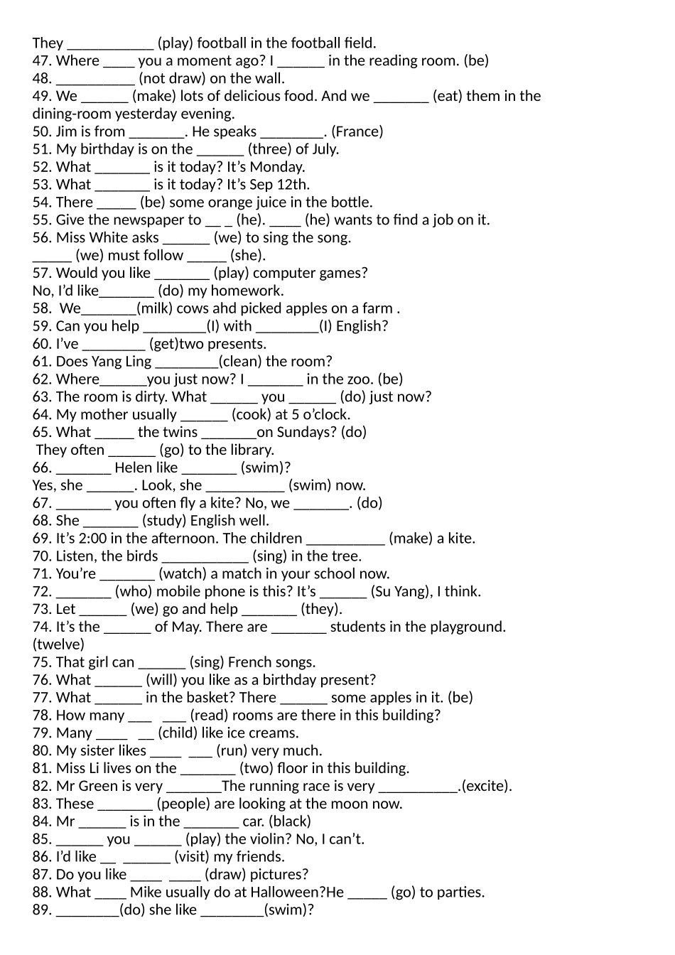 六年级复习(适当形式填空)_第2页