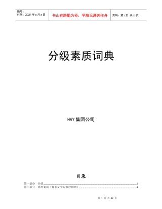 迄今为止最全面的国际顶级咨询公司(HAY)胜任素质模型素质项分级词典