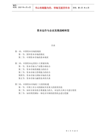 资本运作与企业发展战略转型(doc 22)