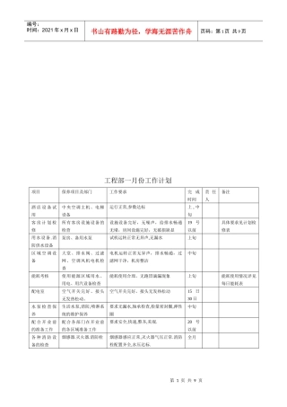 试谈工程部年度工作计划