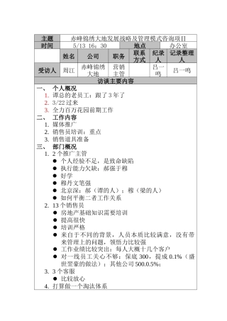 赤峰锦绣大地发展战略及管理模式咨询项目-周江