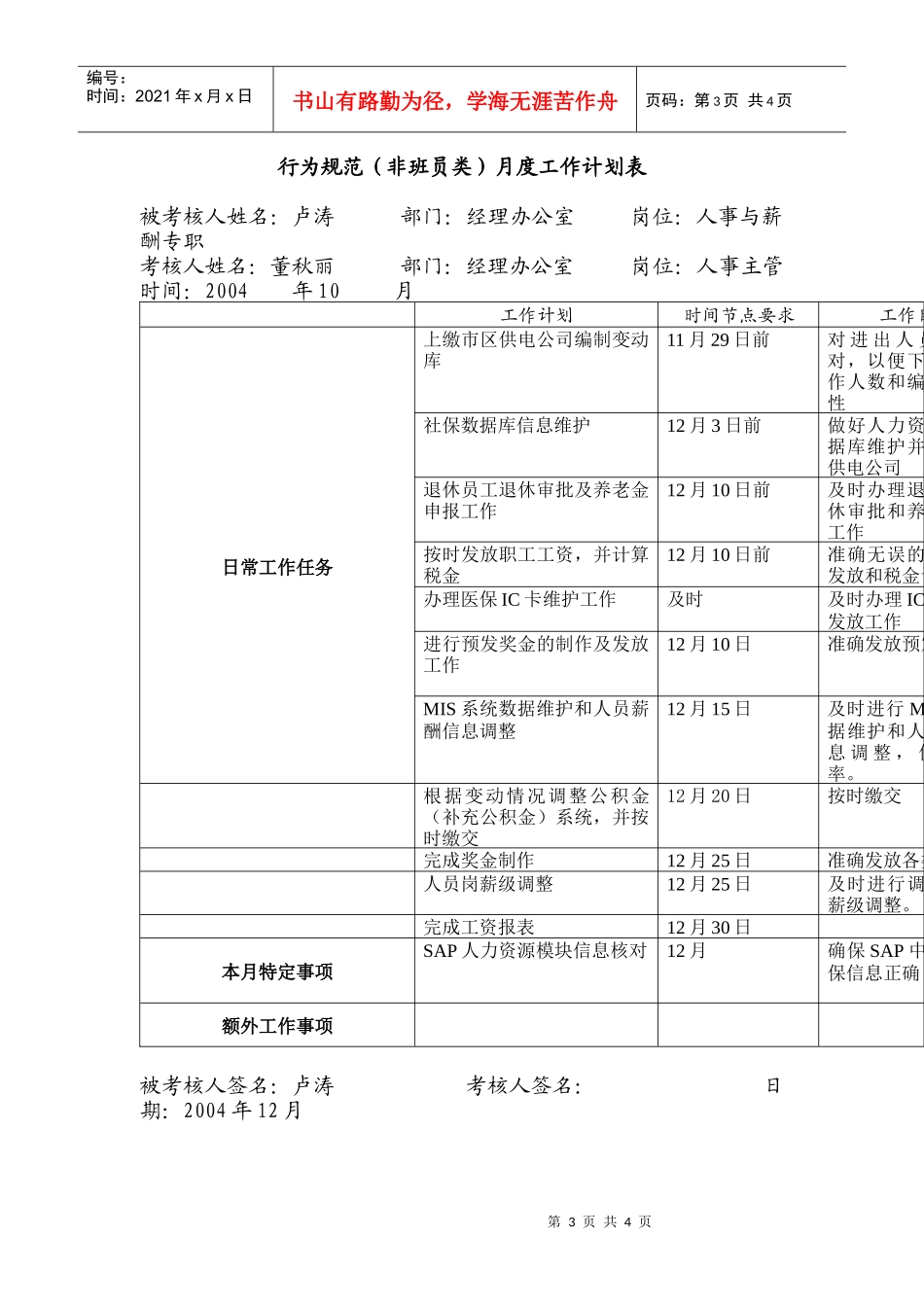 人事与薪酬专职行为规范考评表_第3页